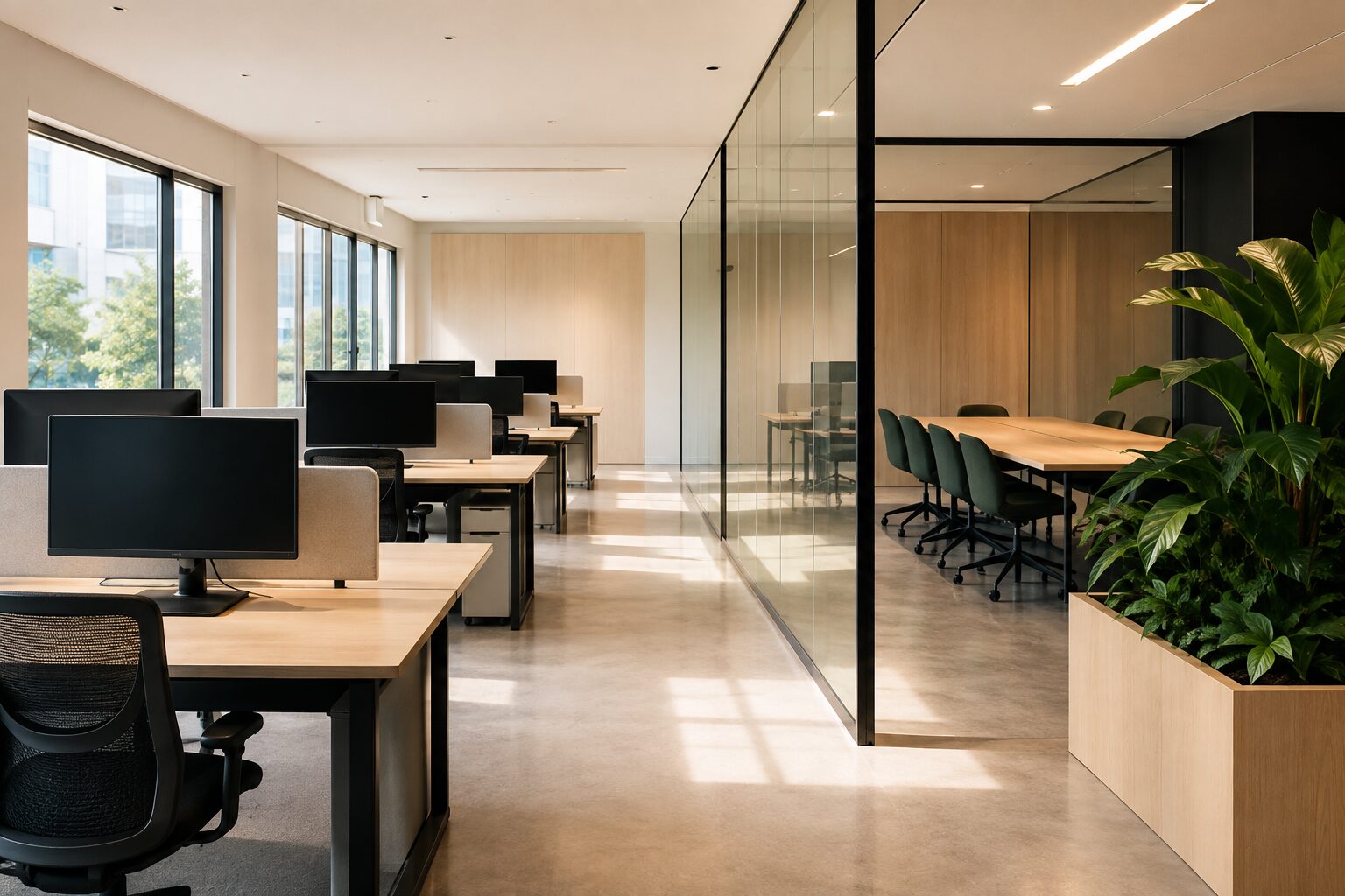 A spotless modern office interior